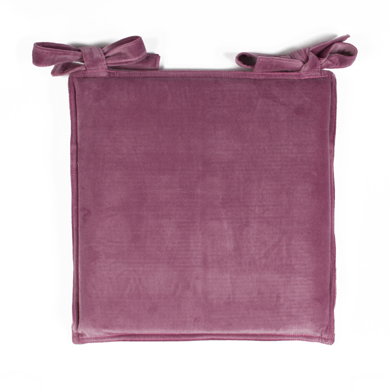 Galette en velours de coton uni parme 40x40 Galette en velours de coton uni parme 40x40