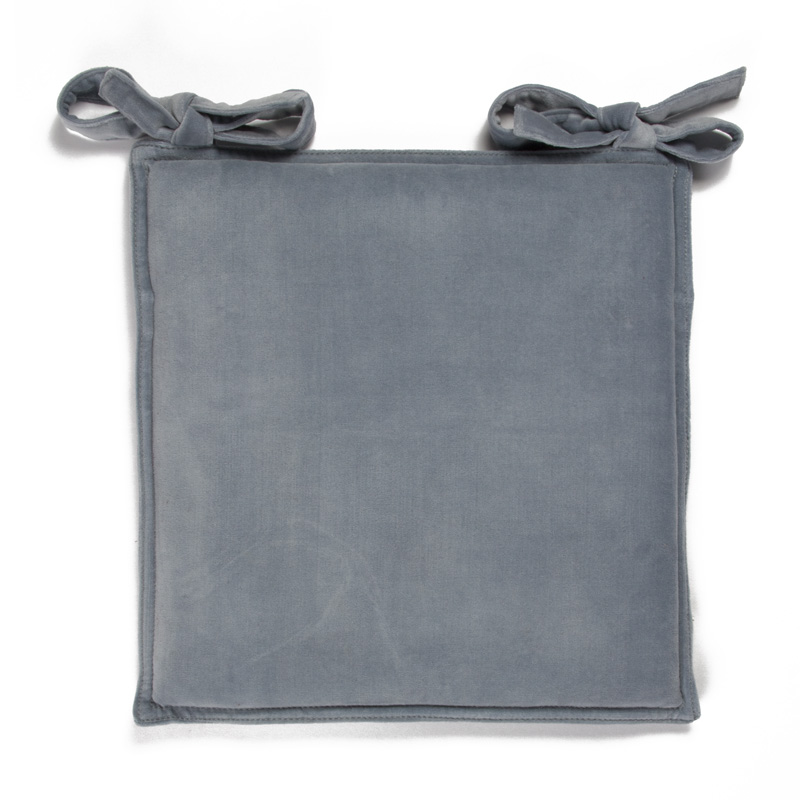 Galette en velours de coton uni bleu gris 40x40 Galette en velours de coton uni bleu gris 40x40