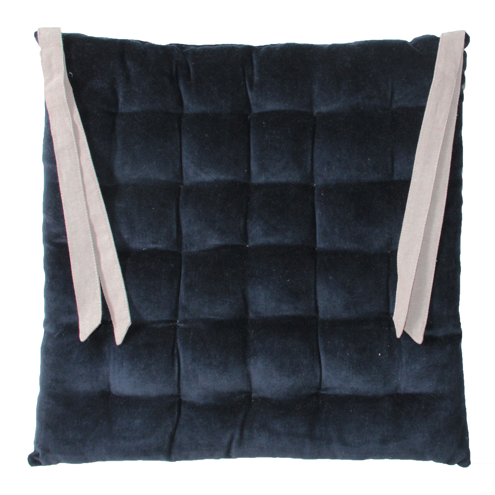 Galette de chaise en velours bleu 40x40 Galette de chaise en velours bleu 40x40