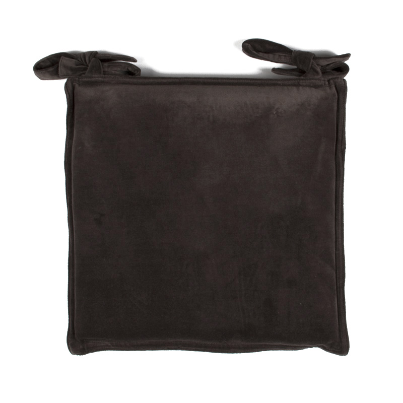 Galette en velours de coton uni gris 40x40 Galette en velours de coton uni gris 40x40