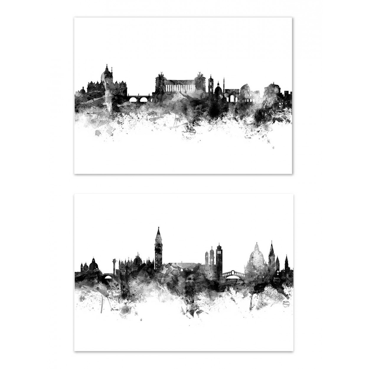 SKYLINES ROME AND VENICE - 2 Affiches d'art 30 x 40 cm SKYLINES ROME AND VENICE - 2 Affiches d'art 30 x 40 cm