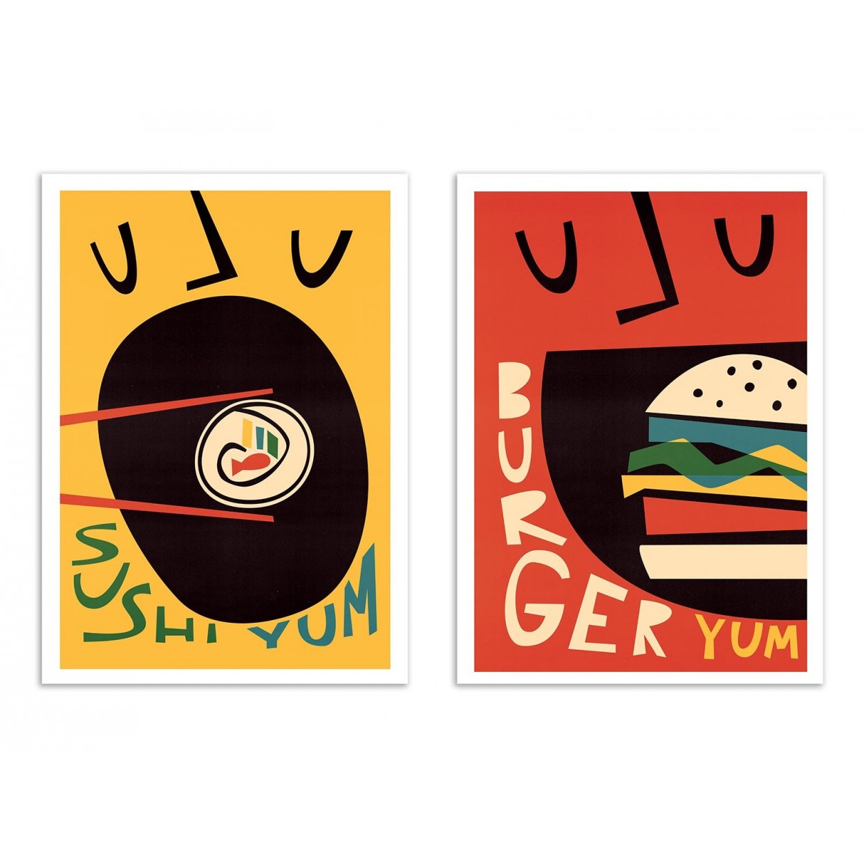 SUSHI AND BURGER - 2 Affiches d'art 30 x 40 cm SUSHI AND BURGER - 2 Affiches d'art 30 x 40 cm