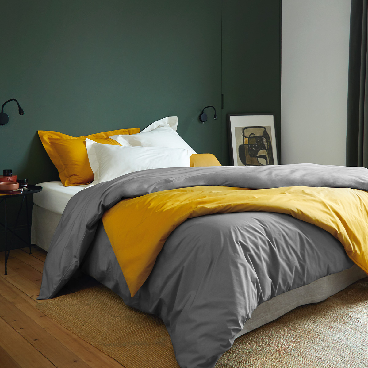 Drap plat percale Gris 180 x 290 cm Drap plat percale Gris 180 x 290 cm