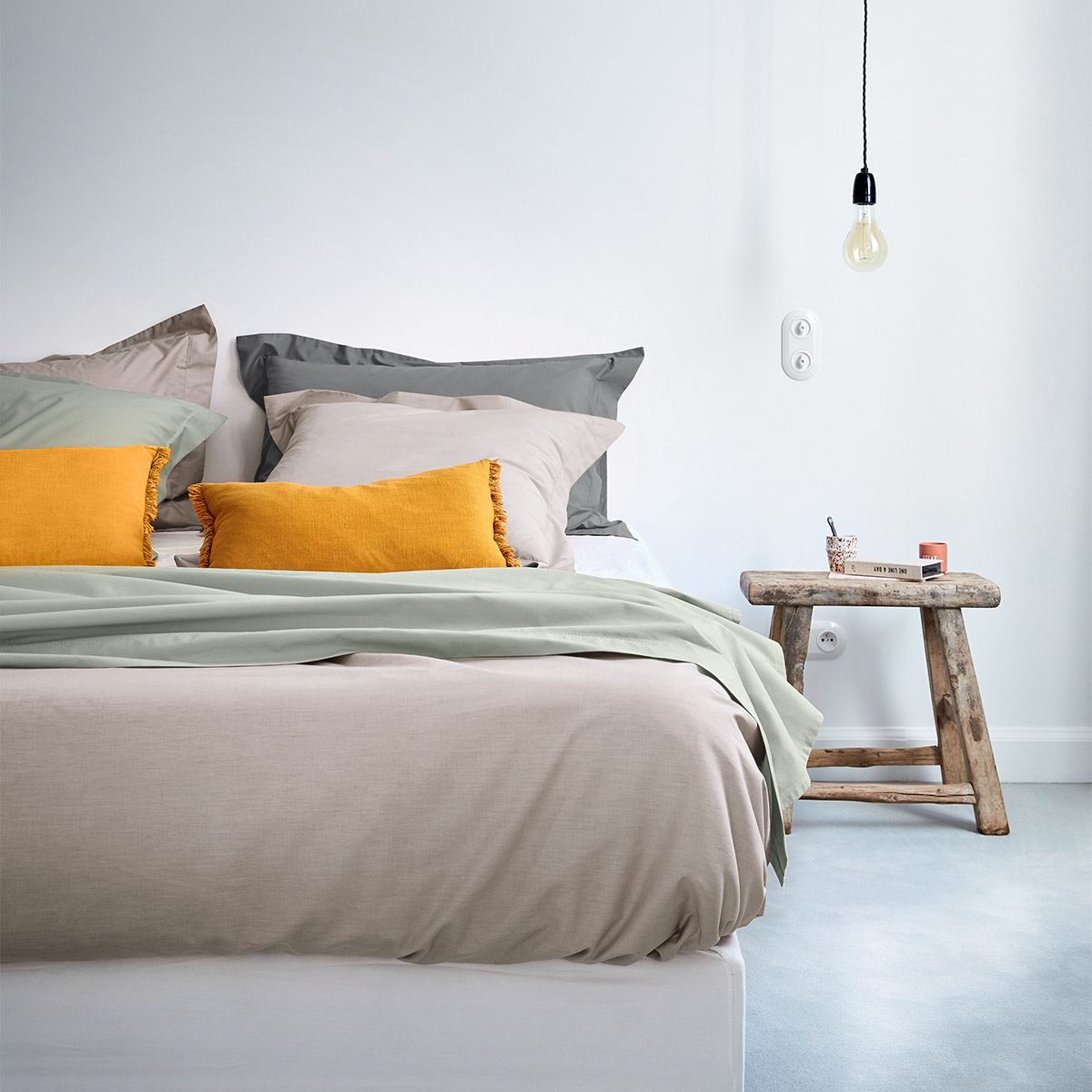 Drap plat percale Gris 180 x 290 cm Drap plat percale Gris 180 x 290 cm