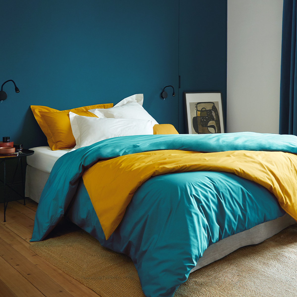 Housse de couette percale Bleu 140 x 200 cm Housse de couette percale Bleu 140 x 200 cm