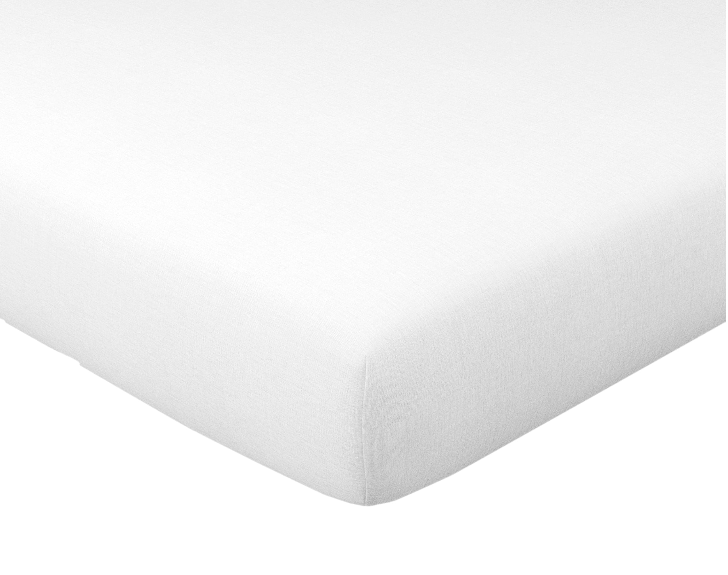 Drap-housse 90x190 en percale de coton blanc (photo) Drap-housse 90x190 en percale de coton blanc