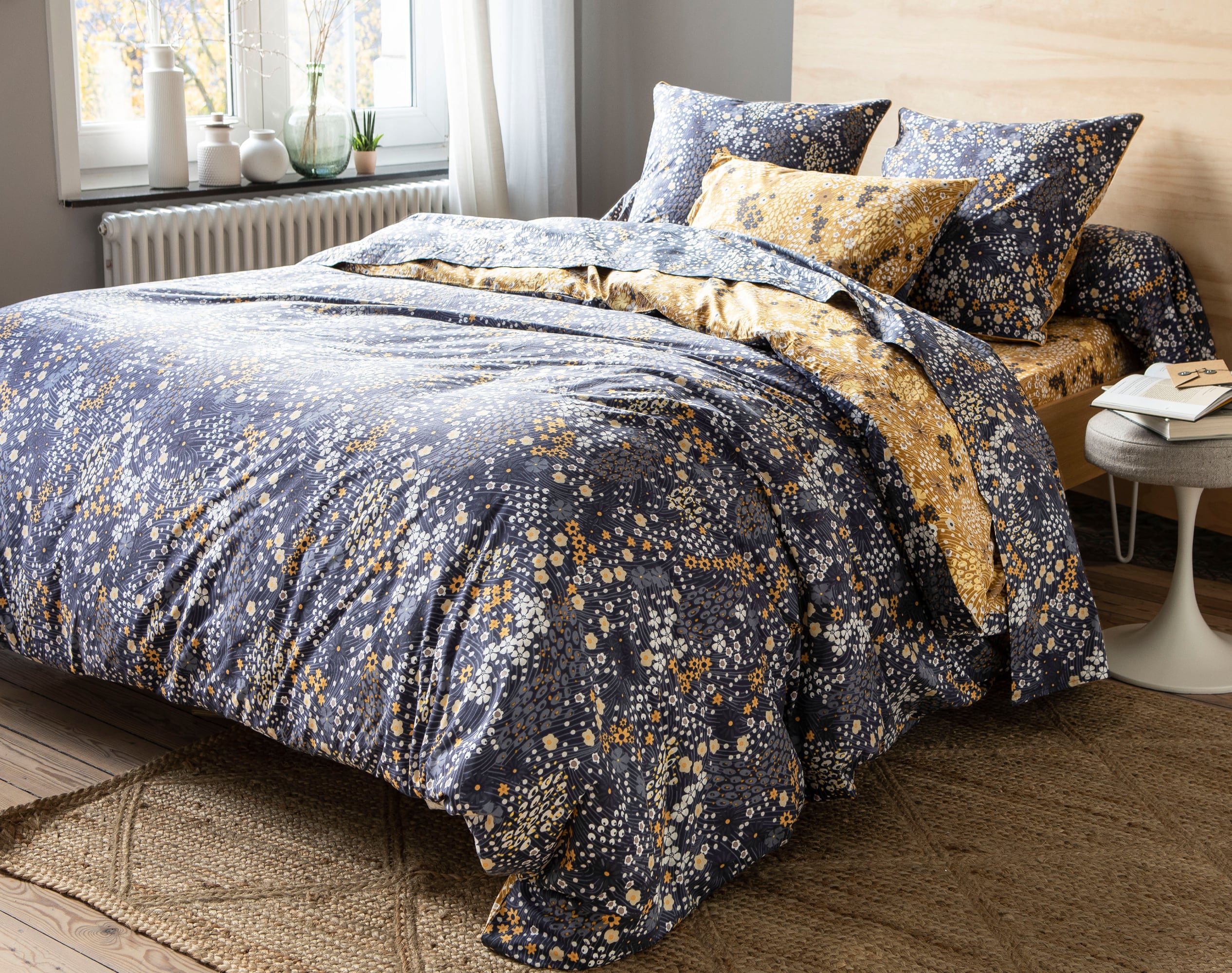 Housse de couette 140x200 en coton bleu (photo) Housse de couette 140x200 en coton bleu
