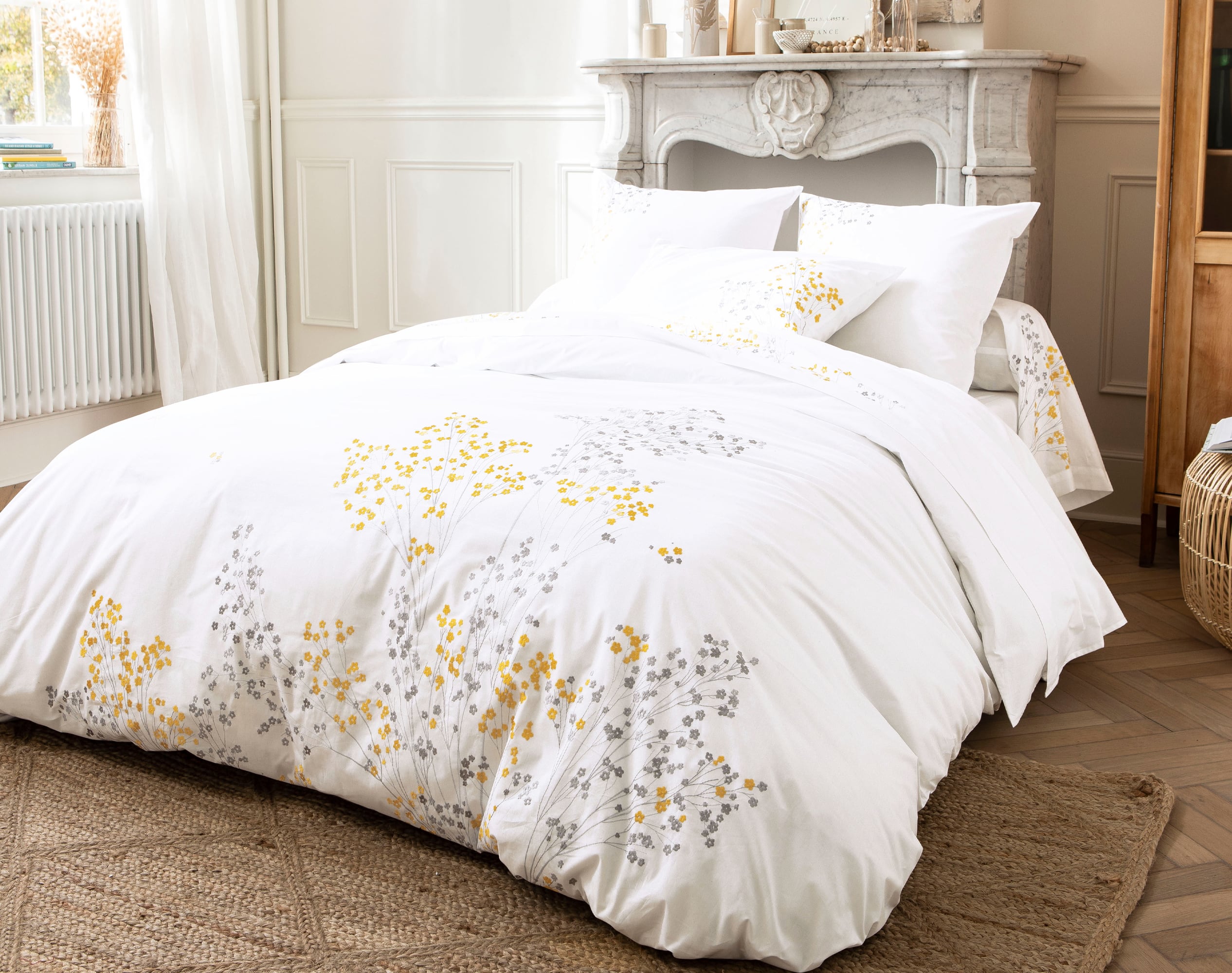 Housse de couette 240x220 en percale de coton blanc Housse de couette 240x220 en percale de coton blanc
