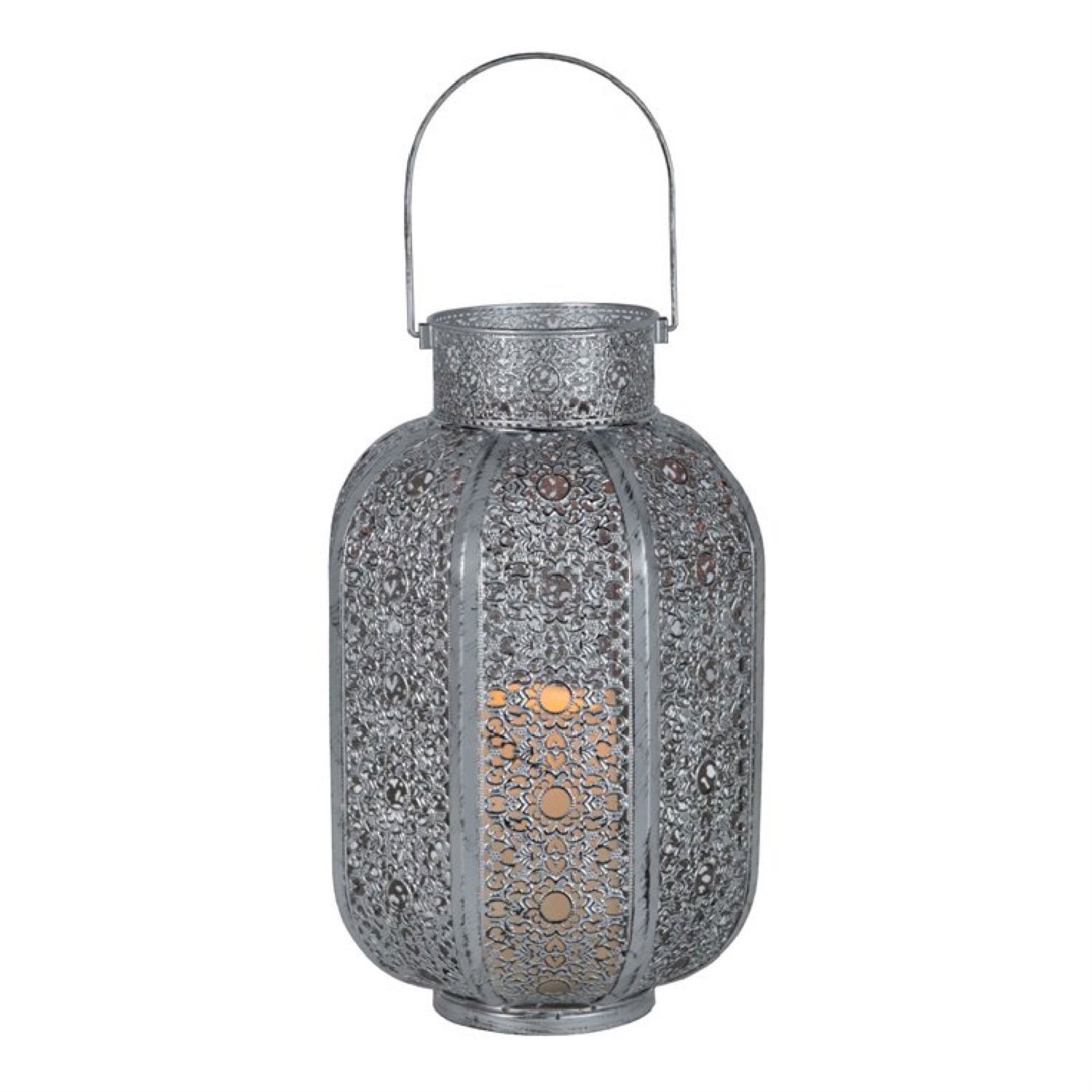 Lanterne LED métal à piles H34cm Lanterne LED métal à piles H34cm