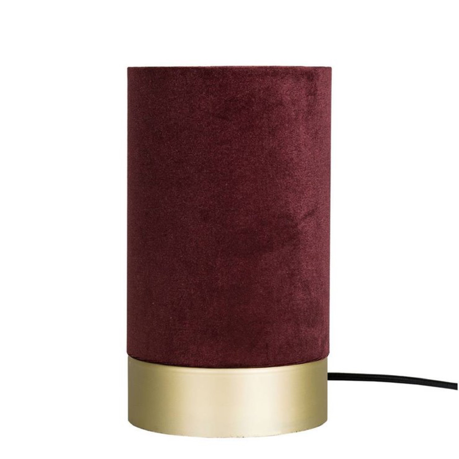 Lampe Ã  poser velours rouge/mÃ©tal H26cm