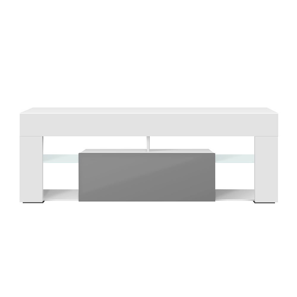 Meuble tv tablettes en verre blanc mat gris brillant
