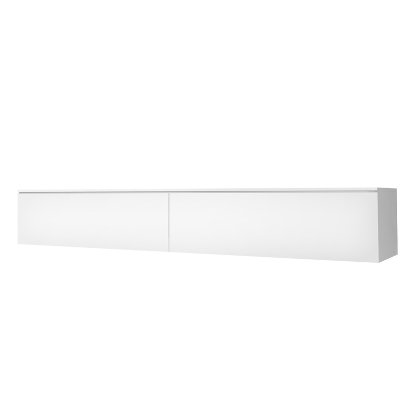 Meuble tv suspendu 180 cm blanc mat blanc brillant
