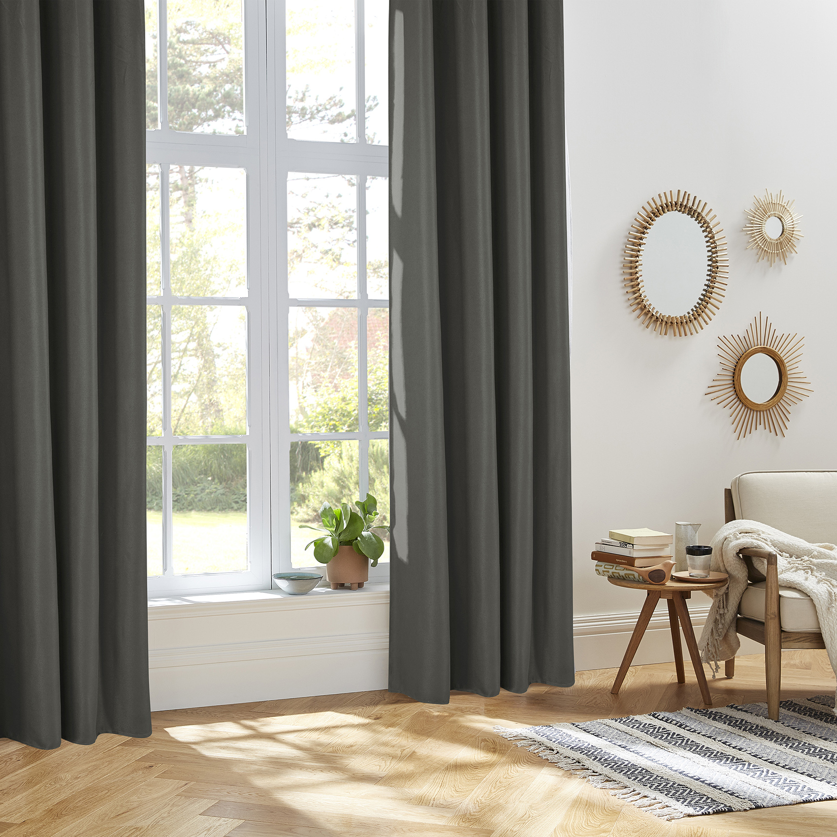Rideau thermique et isolant uni polyester gris 260x140
