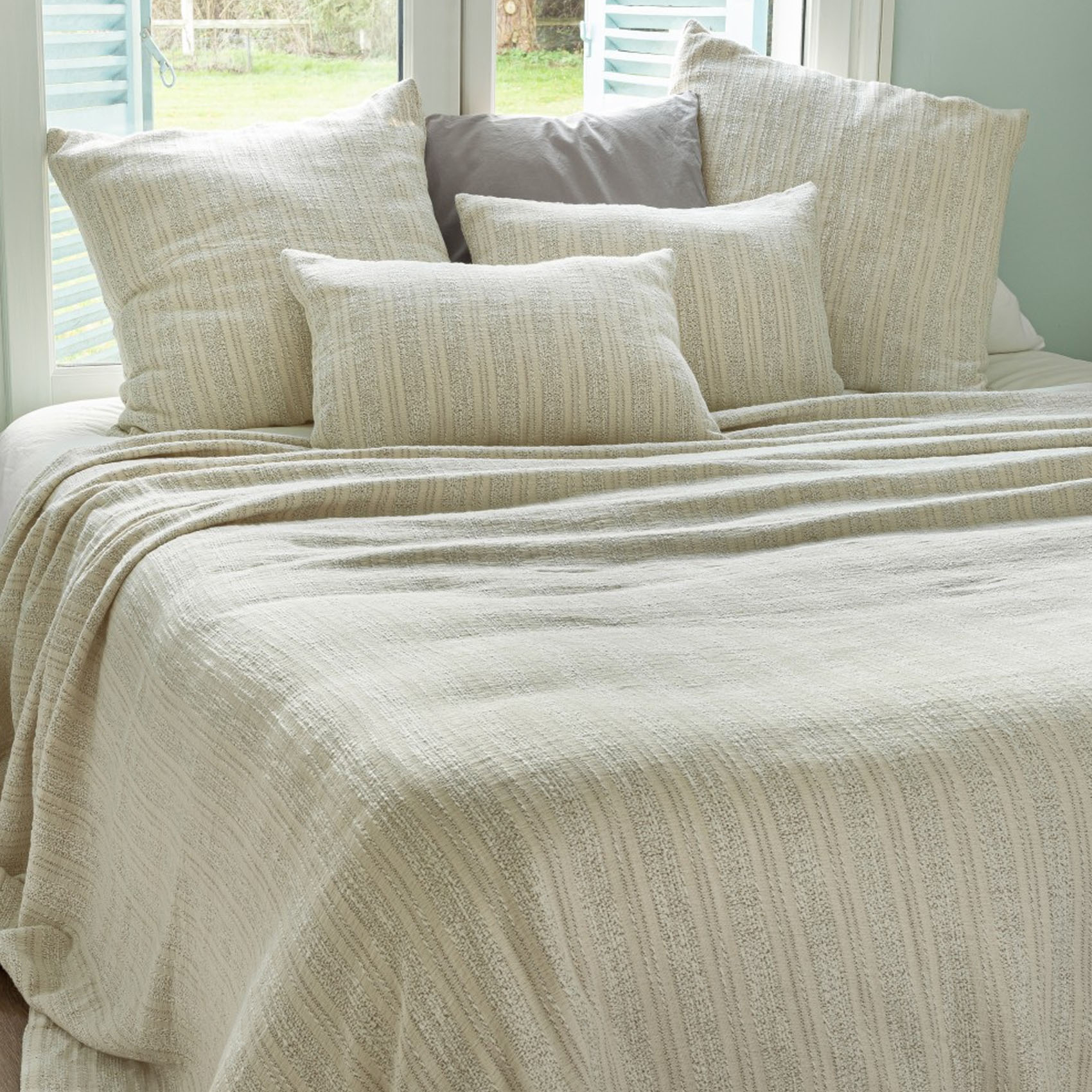 Dessus de lit en tissus jacquard coton ecru / noir 250x230