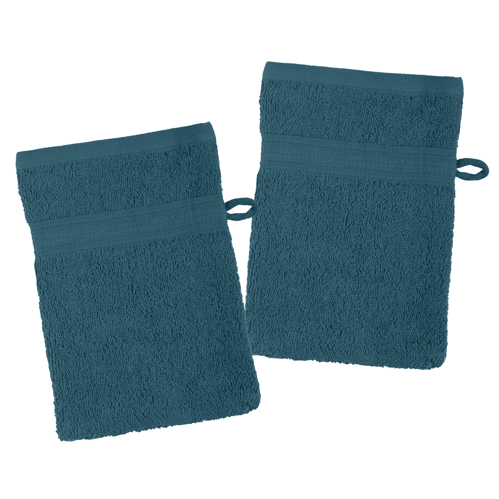 Lot de 2 gants de toilette en coton bio coton pétrole 21x15
