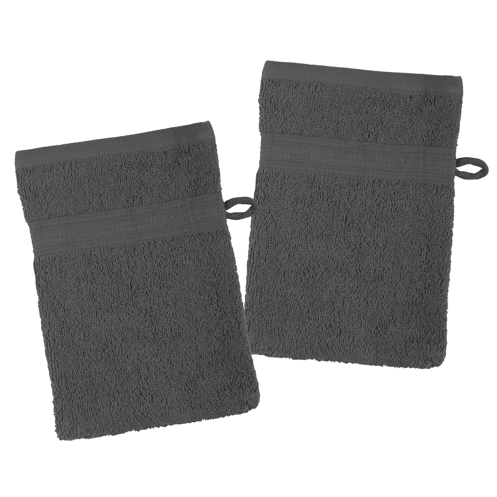 Lot de 2 gants de toilette en coton bio coton anthracite 21x15