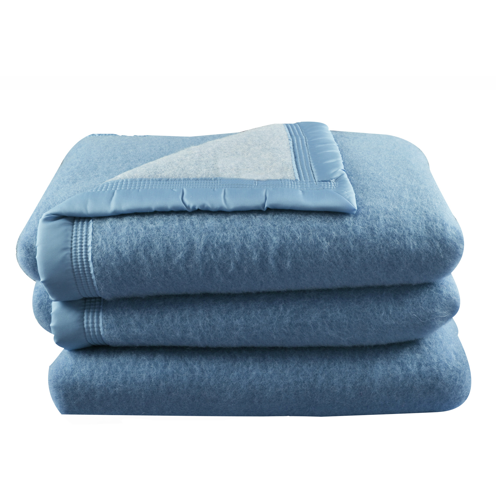 Couverture en 100% pure laine vierge laine myosotis/ciel 240x180