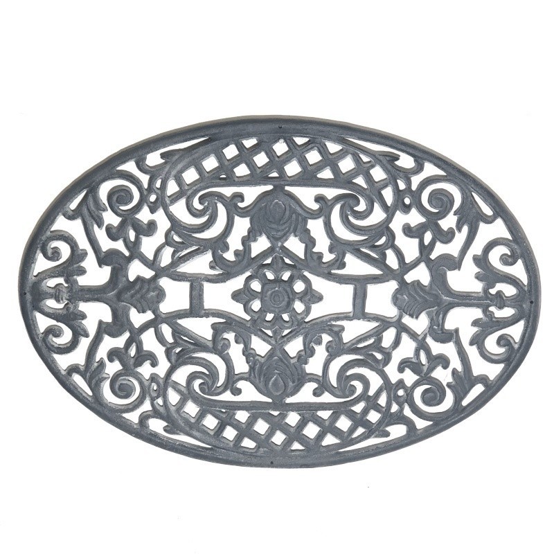 Gratte pied d'entrée paillasson tapis en fonte ovale gris 70x48 (photo) Gratte pied d'entrée paillasson tapis en fonte ovale gris 70x48