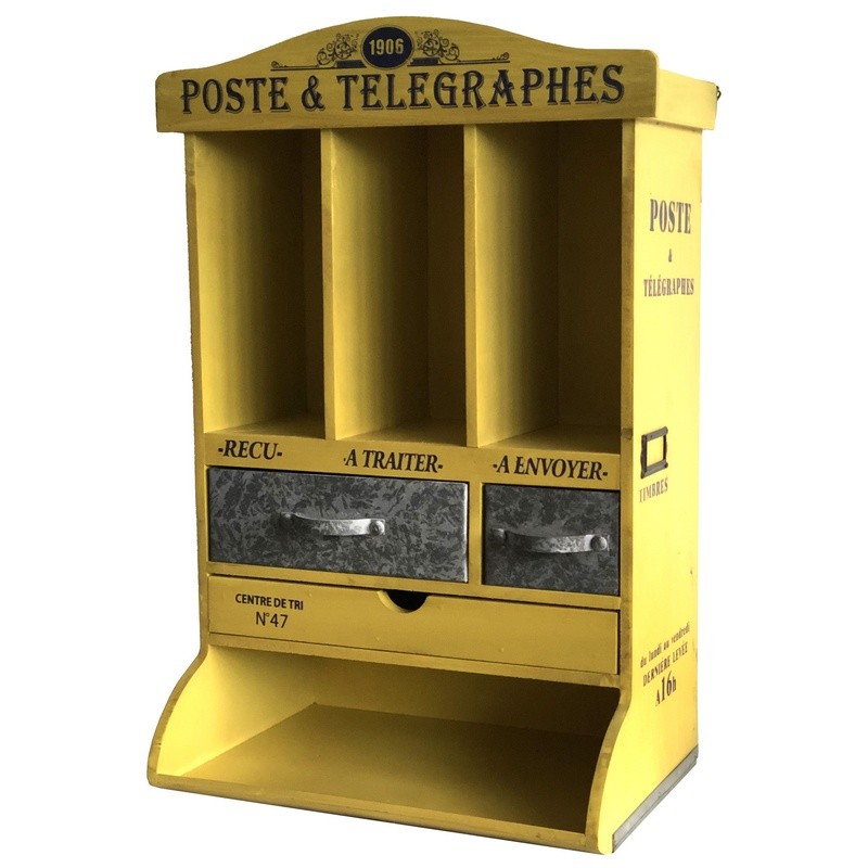 Boîte de rangement murale ou à poser en zinc jaune Boîte de rangement murale ou à poser en zinc jaune