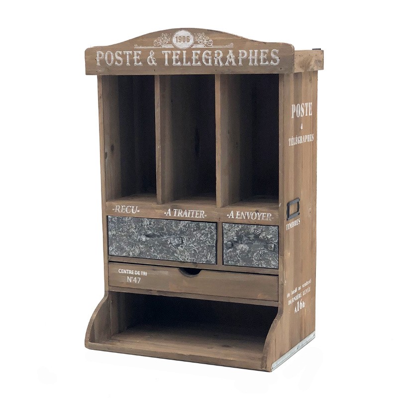 Boîte meuble poste à lettre courrier murale ou poser bois zinc 58x39 Boîte meuble poste à lettre courrier murale ou poser bois zinc 58x39