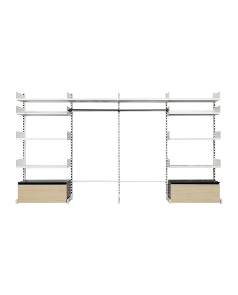 Dressing modulable métal autoportant, 10 tablettes et caisson (photo) Dressing modulable métal autoportant, 10 tablettes et caisson