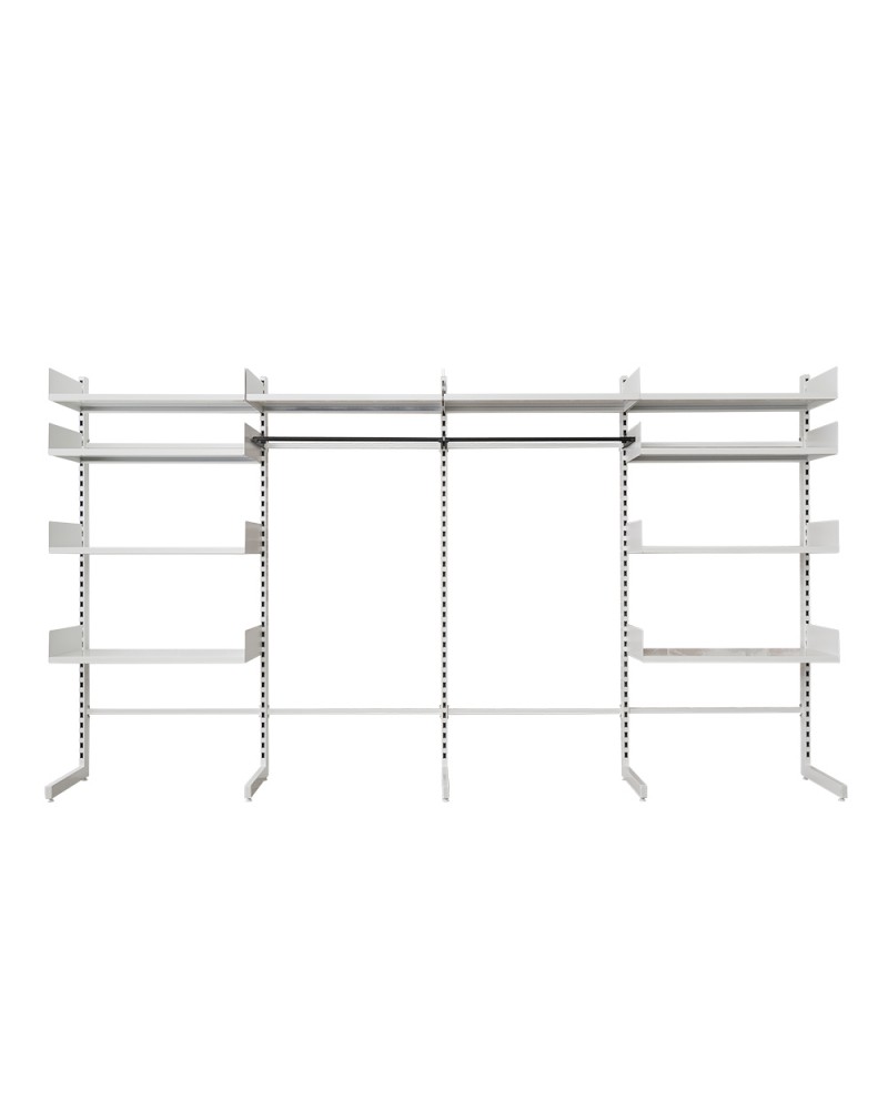 Dressing modulable métal autoportant, 10 tablettes et barre penderie (photo) Dressing modulable métal autoportant, 10 tablettes et barre penderie
