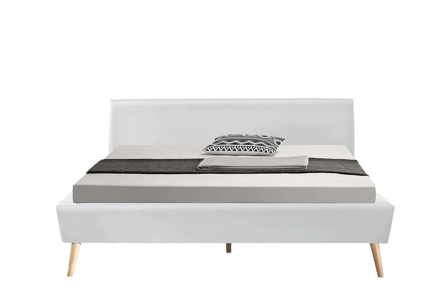 Cadre de lit 140 x 190 cm avec pieds en bois blanc Cadre de lit 140 x 190 cm avec pieds en bois blanc