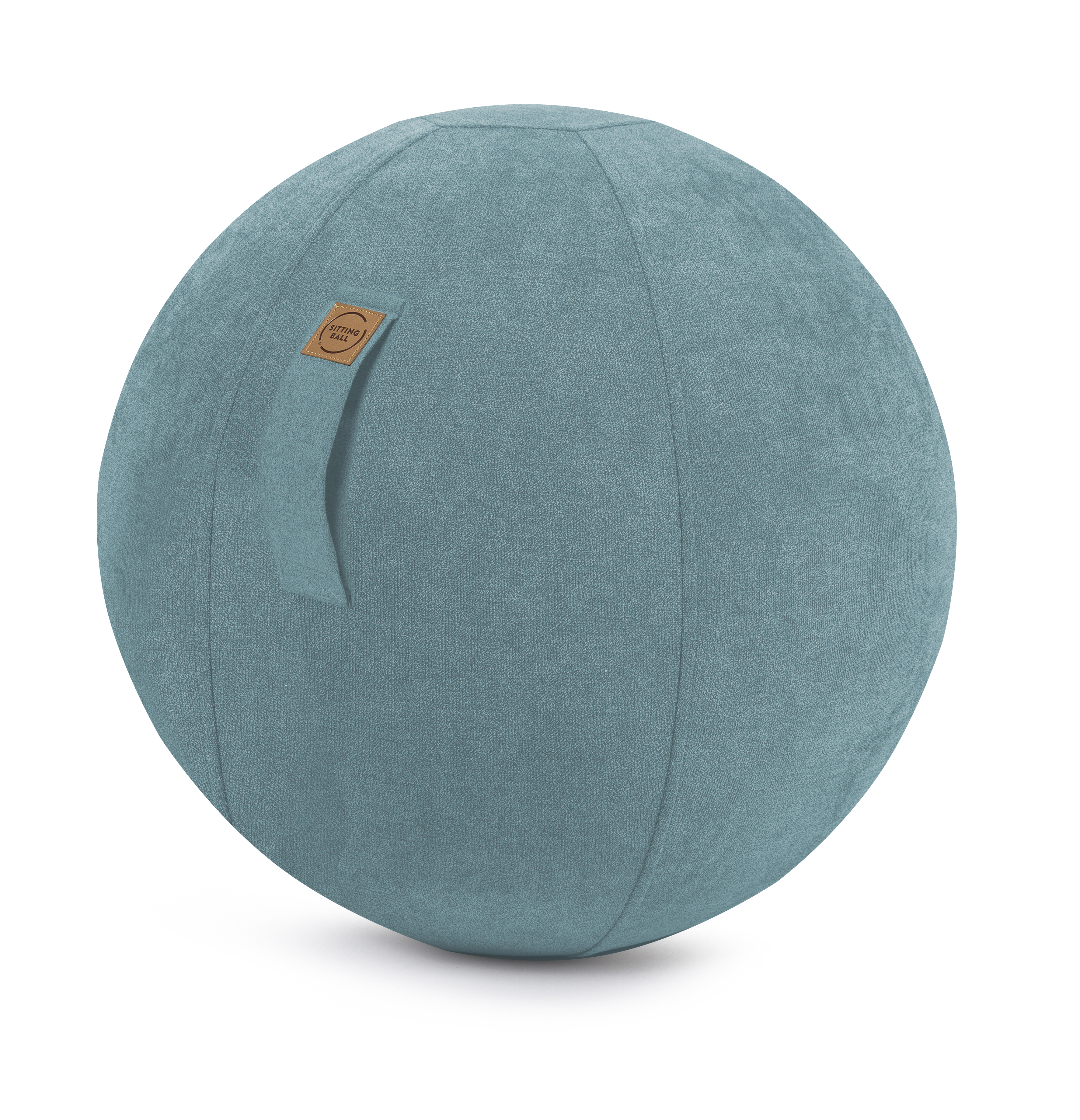 Balle d'assise design en suédine turquoise avec poignée D65 Balle d'assise design en suédine turquoise avec poignée D65