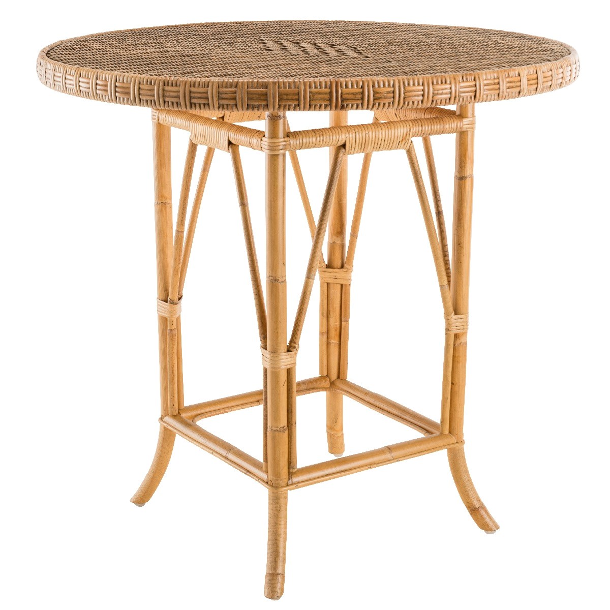 Table guéridon en rotin tressé marron chocolat Table guéridon en rotin tressé marron chocolat
