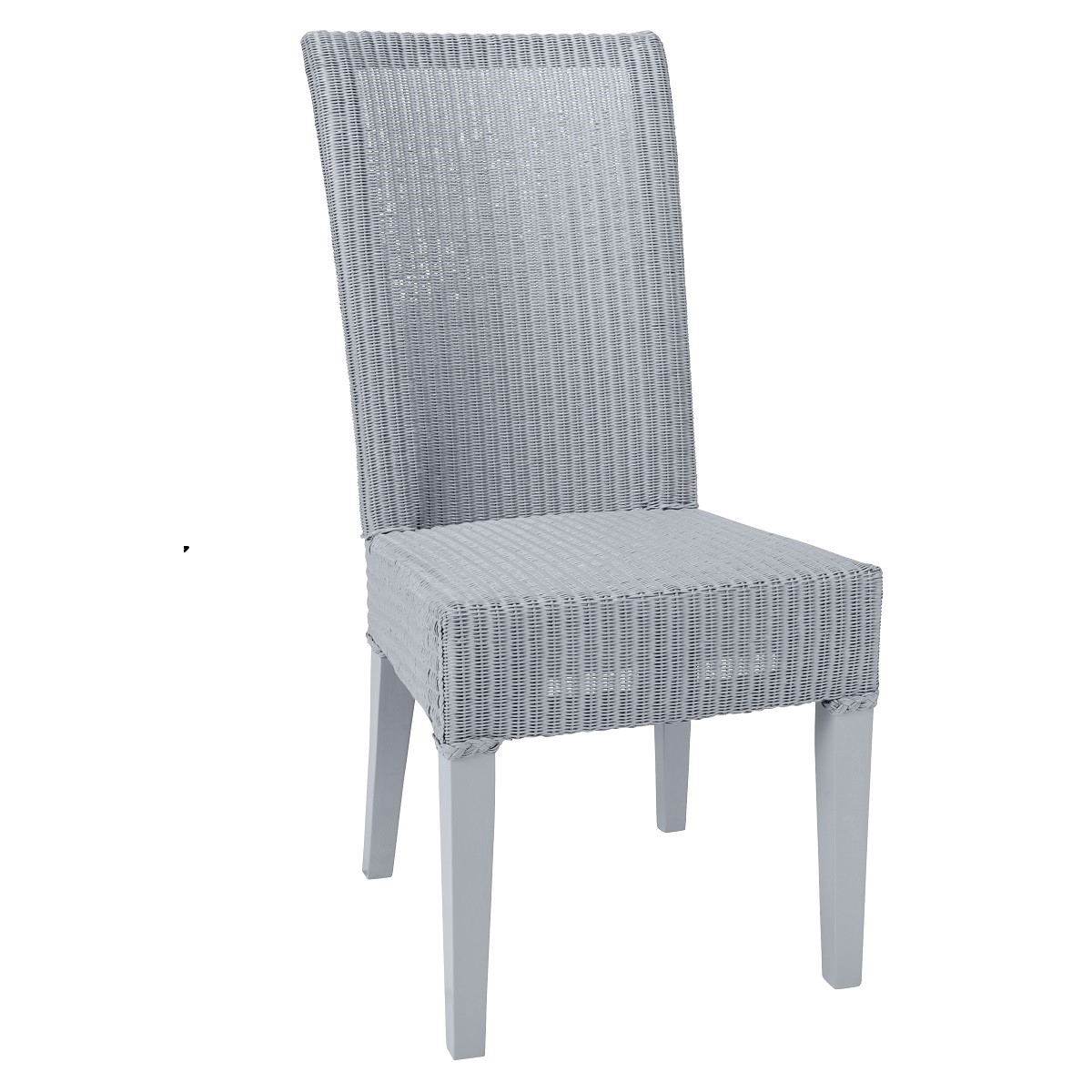 Chaise en Lloyd Loom laqué bleu gris