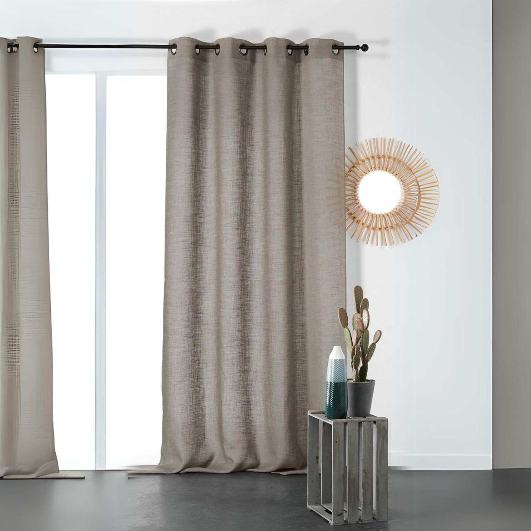 Rideau tamisant et naturel en 100% lin lin gris perle 260x145 (photo) Rideau tamisant et naturel en 100% lin lin gris perle 260x145
