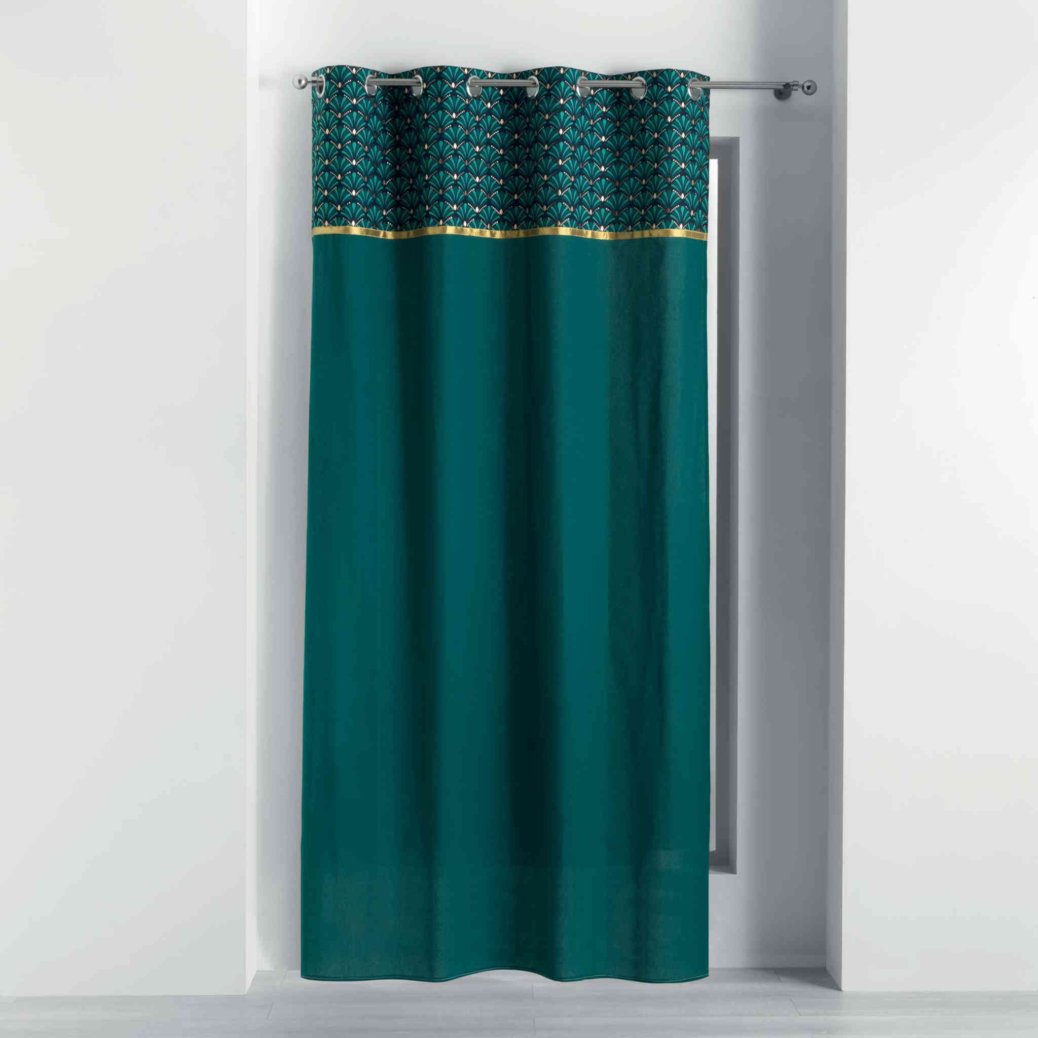 Rideau esprit art déco coton bleu 240x140 (photo) Rideau esprit art déco coton bleu 240x140