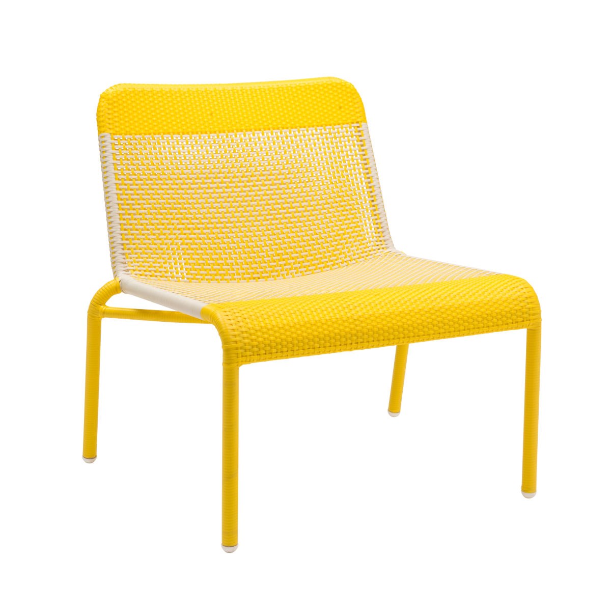 Chauffeuse de jardin tressée en résine jaune citron