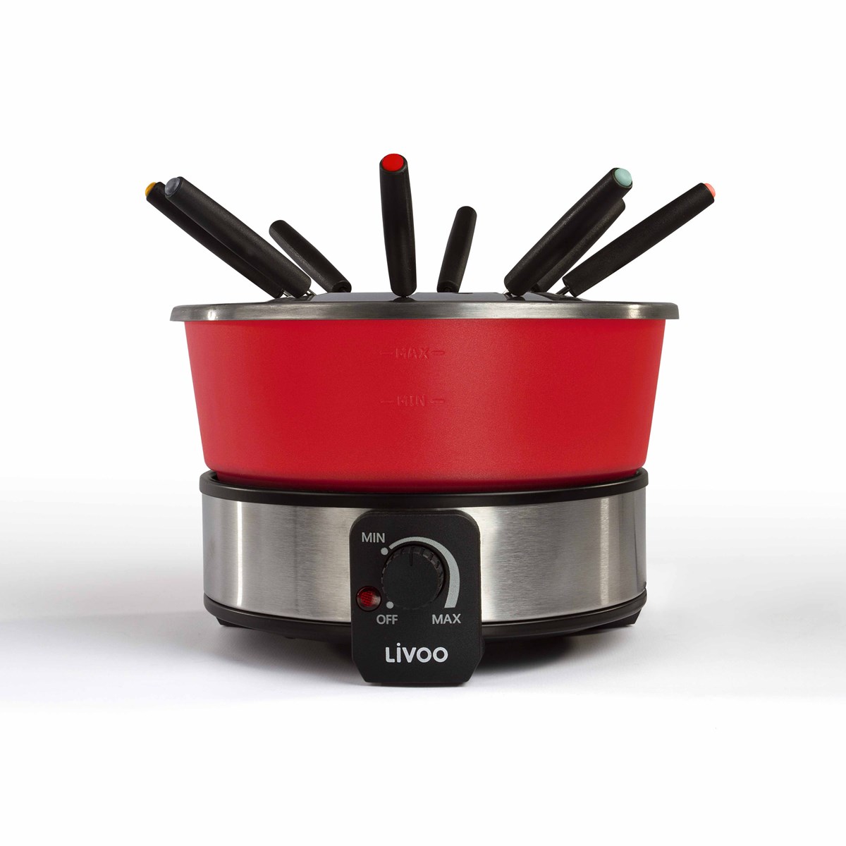 Appareil à fondue électrique en acier inoxydable rouge (photo) Appareil à fondue électrique en acier inoxydable rouge