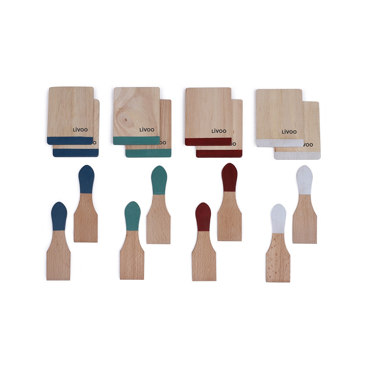 Set d'accessoires pour raclette en bois beige Set d'accessoires pour raclette en bois beige