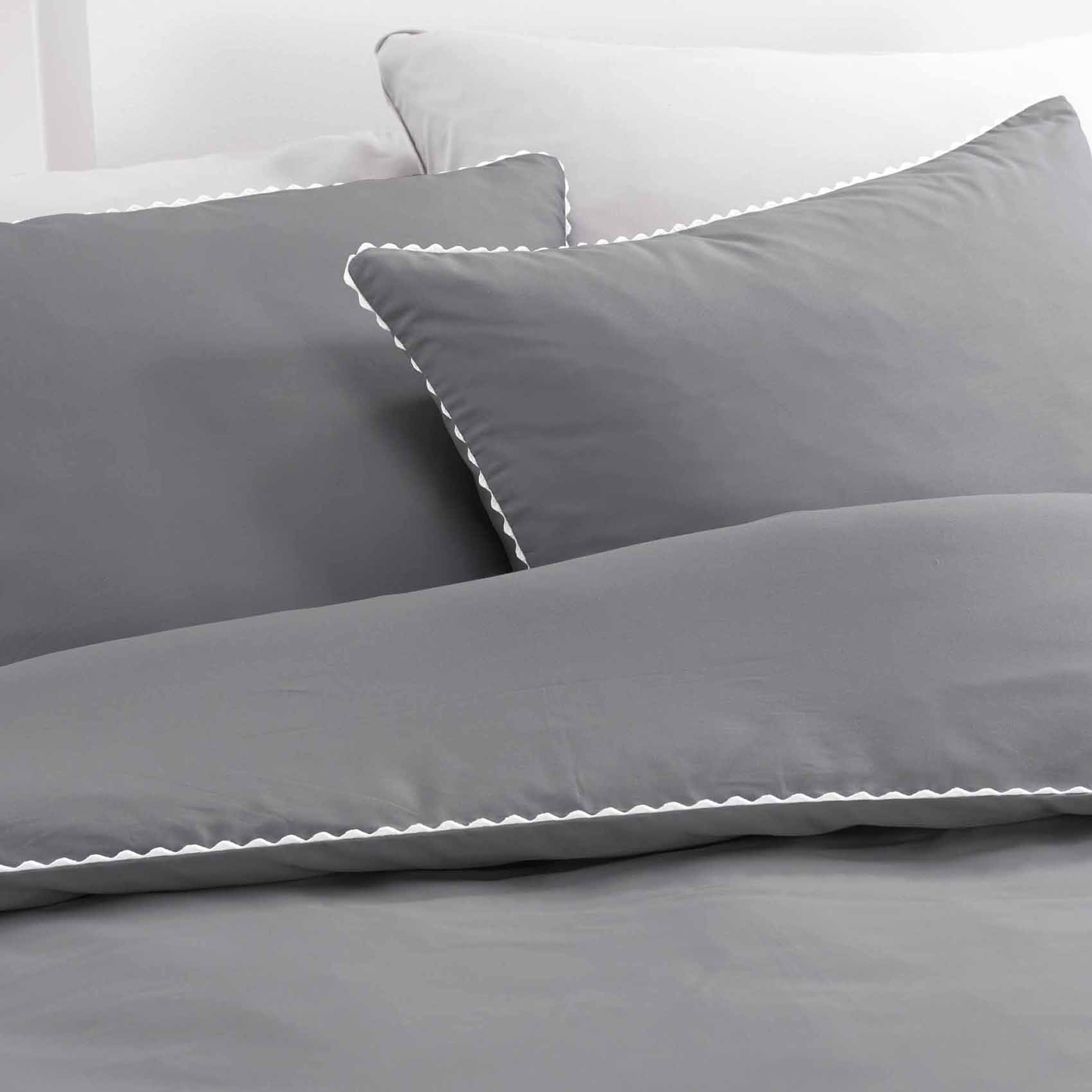 Parure de lit percale louméa gris/blanc 240x220 cm