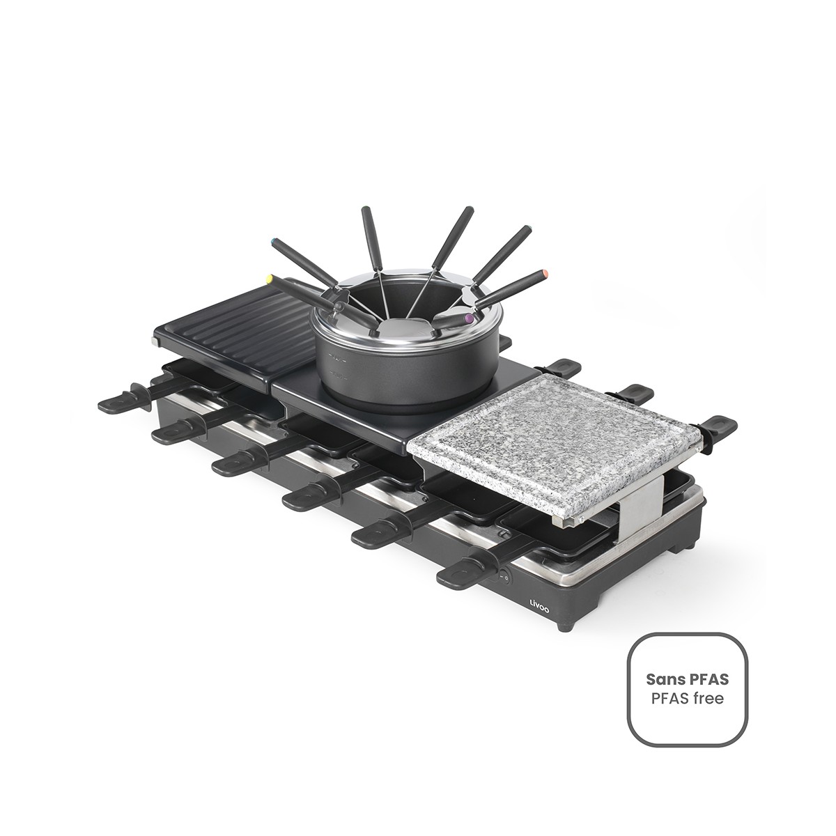 Appareil à raclette/fondue 12 personnes en métal noir Appareil à raclette/fondue 12 personnes en métal noir