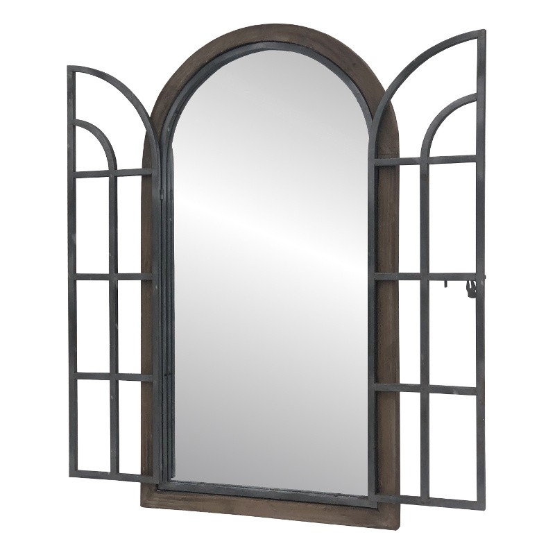 Miroir fenÃªtre en bois et fer marron H150