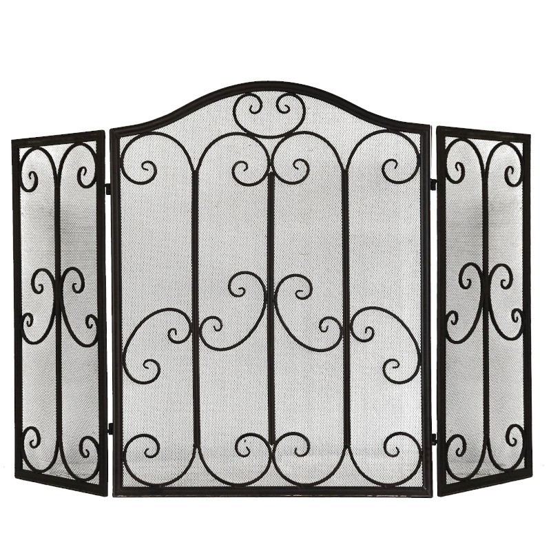Pare feu ecran de cheminée grillagé grillage marron 84x65 Pare feu ecran de cheminée grillagé grillage marron 84x65