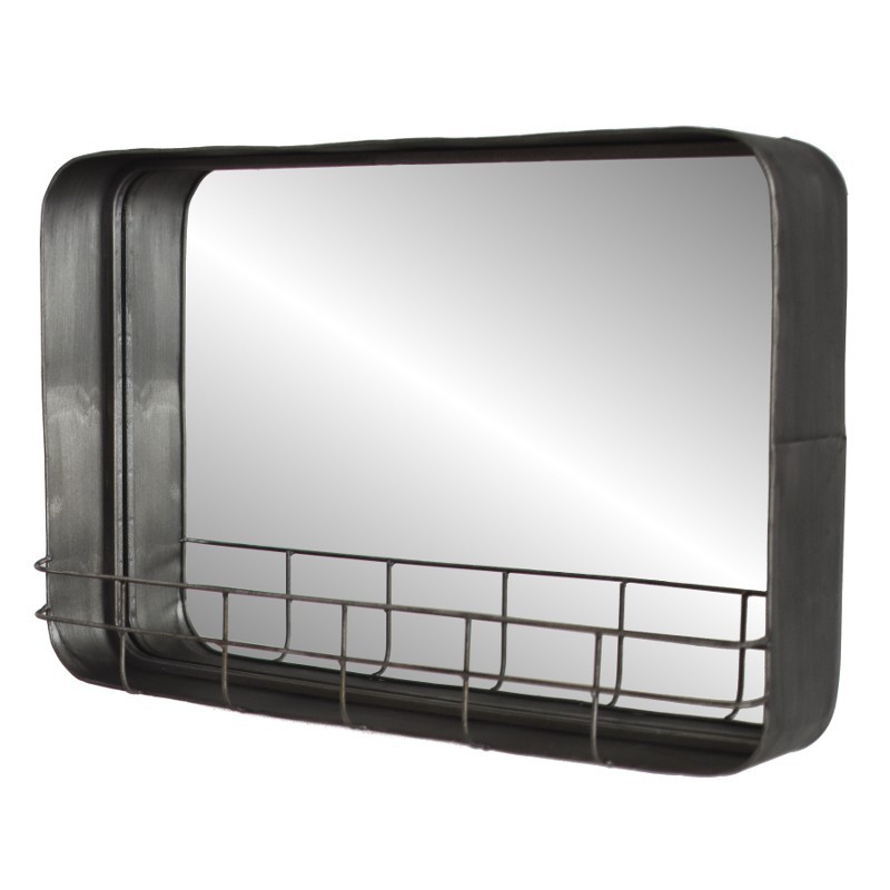 Miroir industriel rectangle avec étagère en fer et métal 35x50