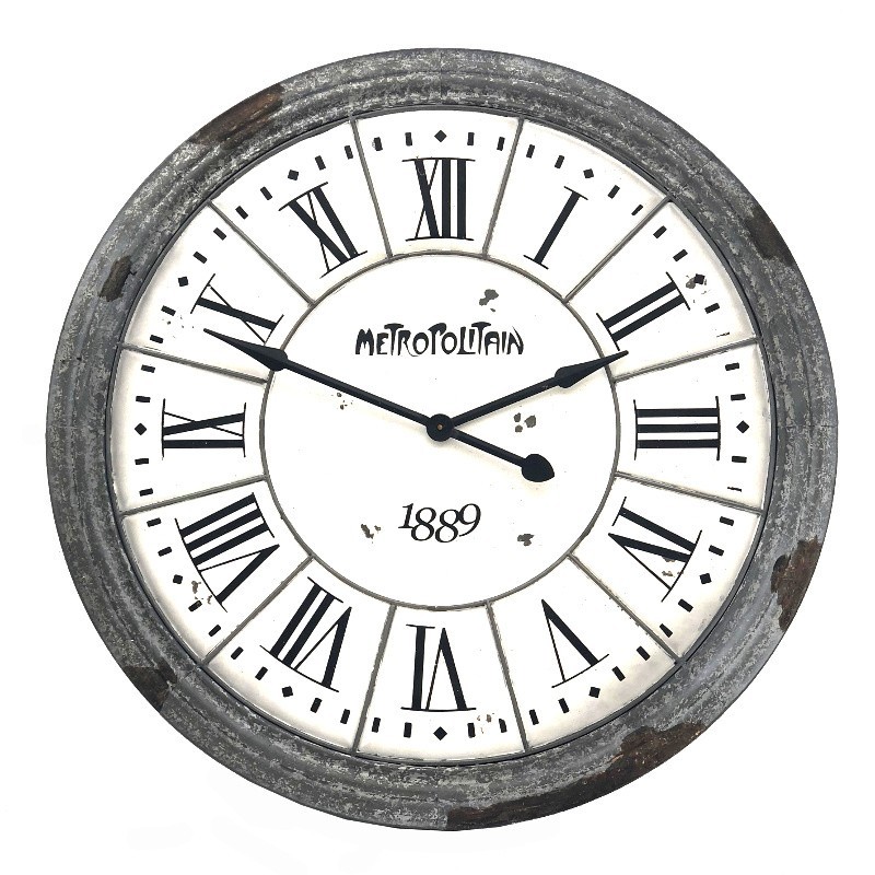 Horloge industrielle en métal et bois D100 Horloge industrielle en métal et bois D100