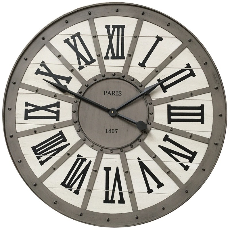 Horloge industrielle en métal et bois D93 Horloge industrielle en métal et bois D93