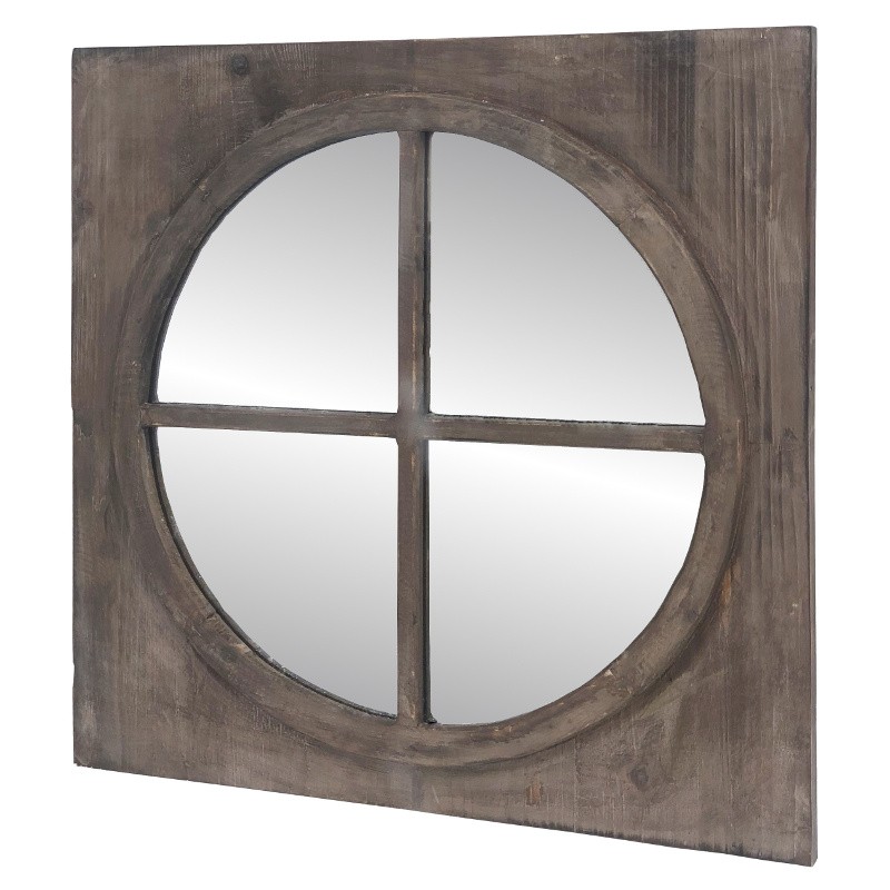 Miroir fenêtre œil de bœuf carré en bois 80x80 Miroir fenêtre œil de bœuf carré en bois 80x80