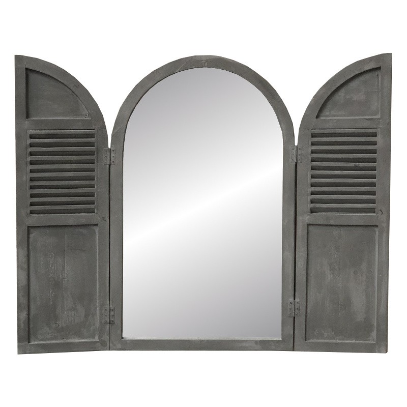 Miroir fenÃªtre volet persienne en bois de pin gris 89x108