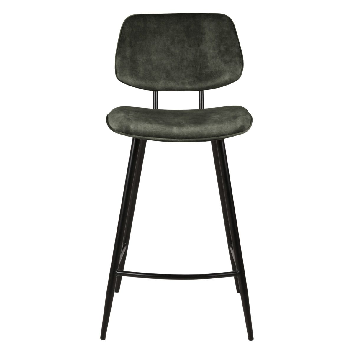 Chaise plan de travail velours vert pieds métal noir h68 (photo) Chaise plan de travail velours vert pieds métal noir h68