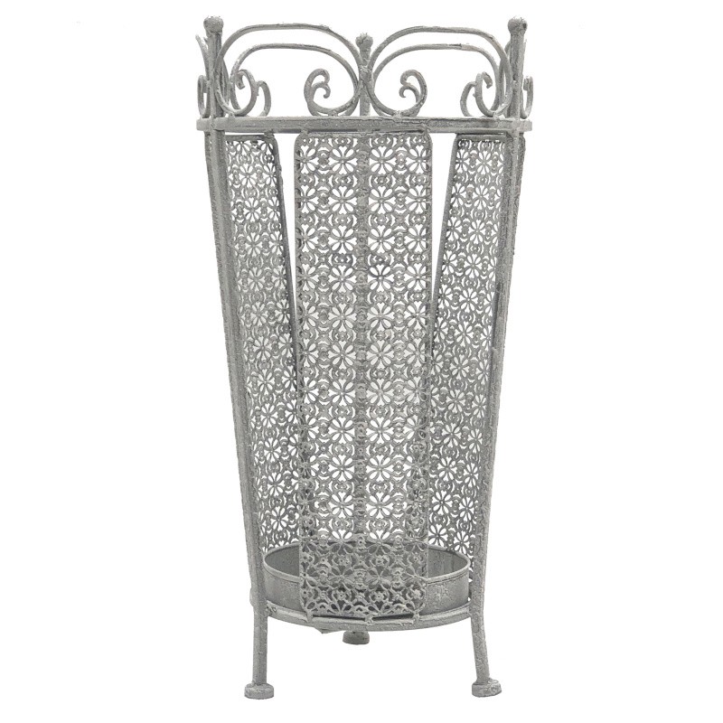 Porte parapluie rond fer métal patiné gris Porte parapluie rond fer métal patiné gris