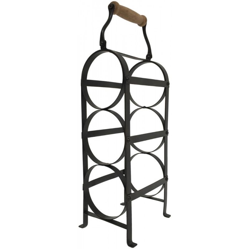 Porte bouteilles en fer anse bois de style ancien (photo) Porte bouteilles en fer anse bois de style ancien