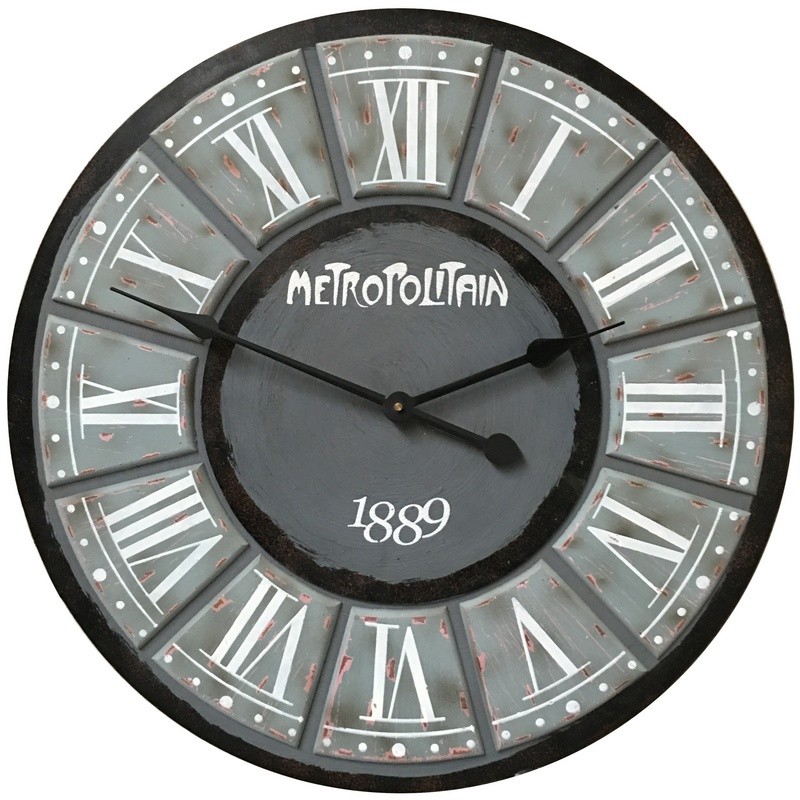 Horloge industrielle en bois D61