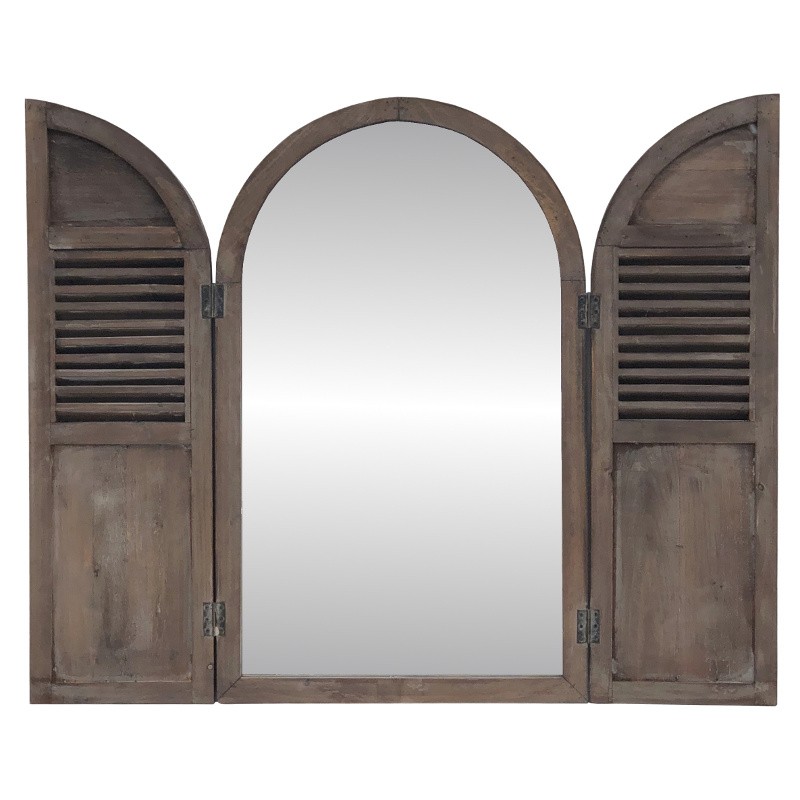 Miroir fenêtre à volet en bois H89 Miroir fenêtre à volet en bois H89