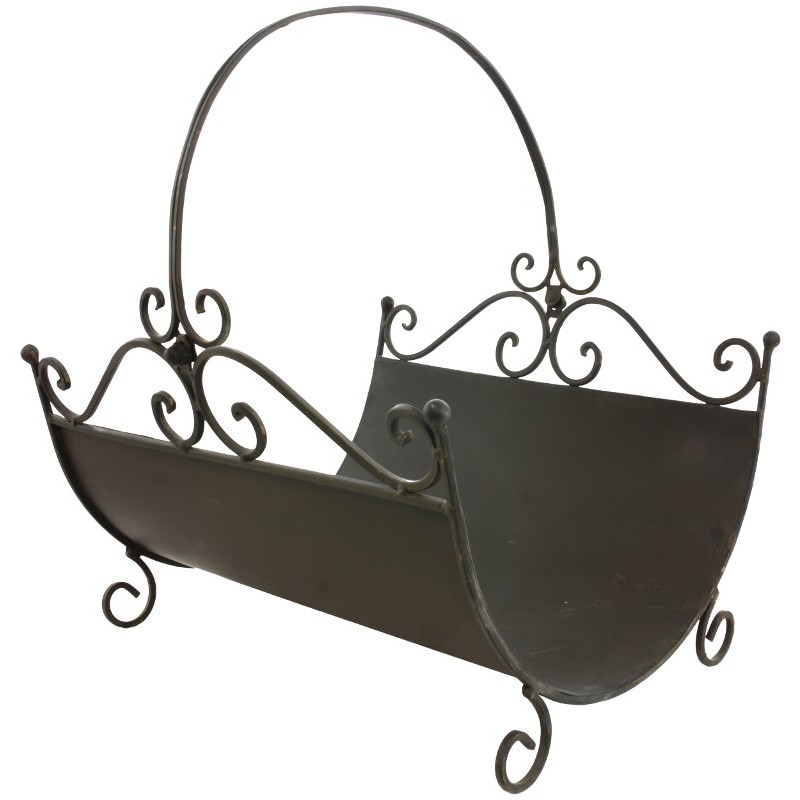Grand panier porte-bûche de cheminée fer Grand panier porte-bûche de cheminée fer